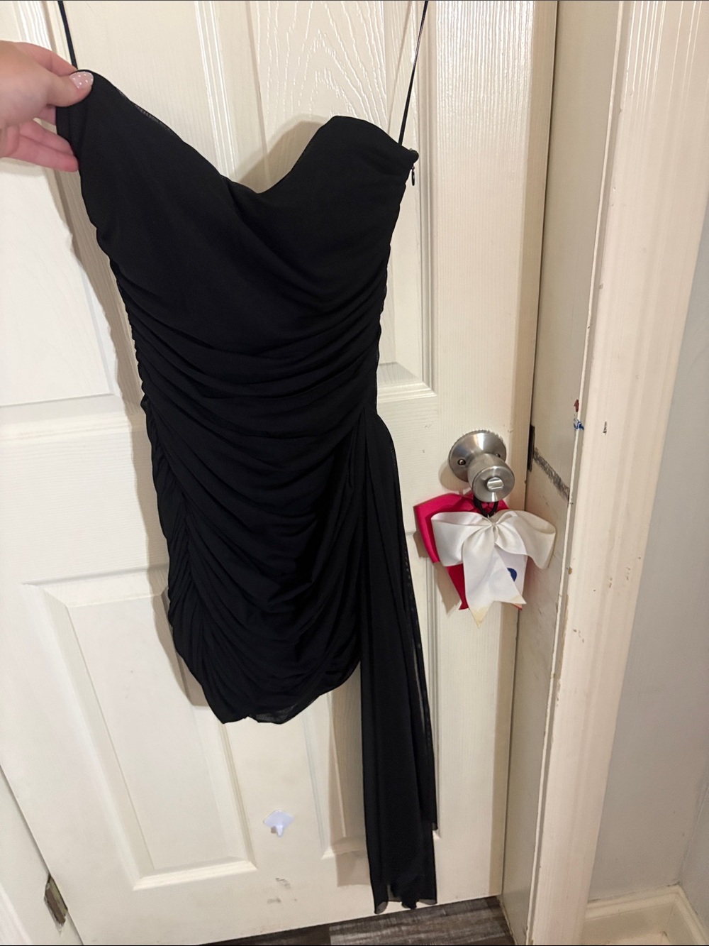 Black Strapeless Ruched Cocktail Dress/Hoco Dress
